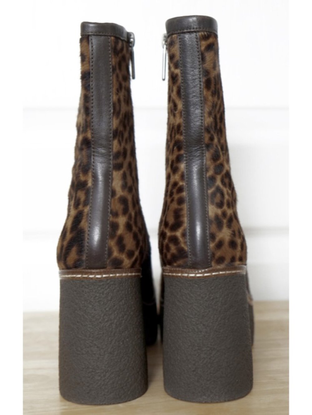 NEW Pons Quintana leopard-print ponyskin platform ankle boots - Picture 7 of 11